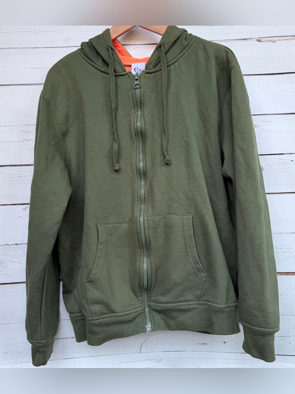OT Sport Full Zip Hooded Sweatshirt Waffle Knit Lined Hoodie Size XL